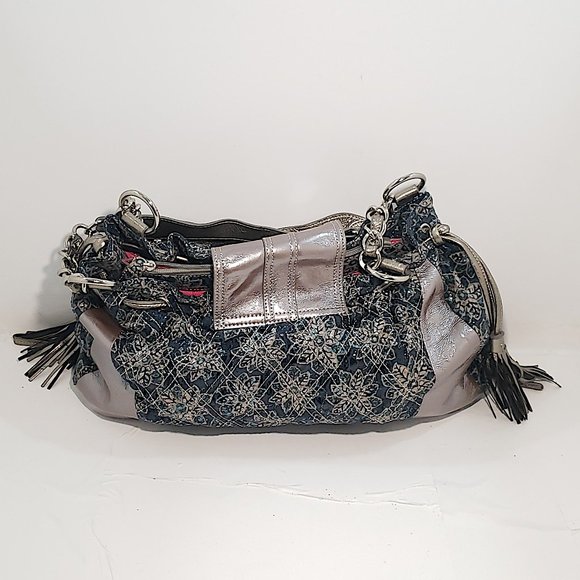 .114 SHOW Sharif Designed In New York Metallic Blue Green Sparkle Handbag - Picture 2 of 14